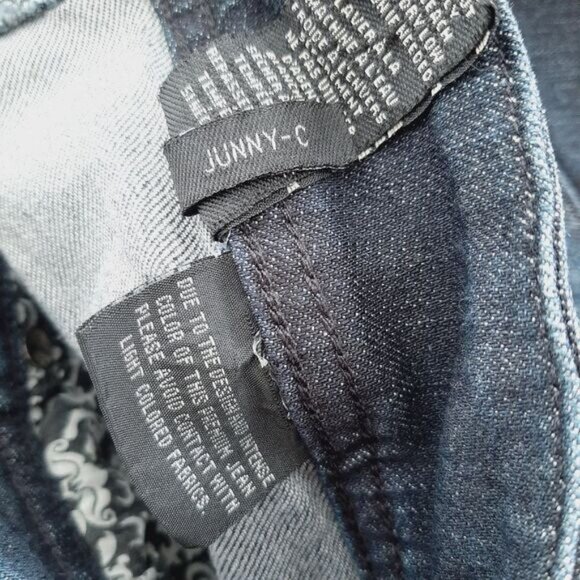 GASOLINE Junny-C Overlap Faux Belt Mid-Rise Straight Leg Dark Blue Jeans Sz 6 - Picture 10 of 10